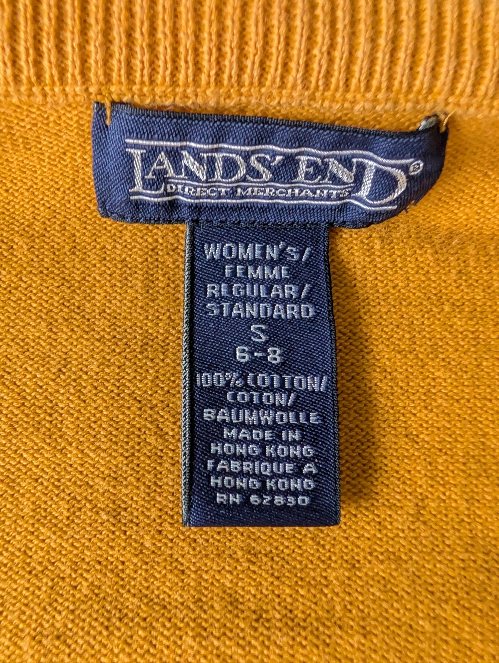 Vintage 90s Land's End 100% Cotton Women's Cardigan Sweater 2 Pc Set Yellow Sz S - Picture 9 of 16